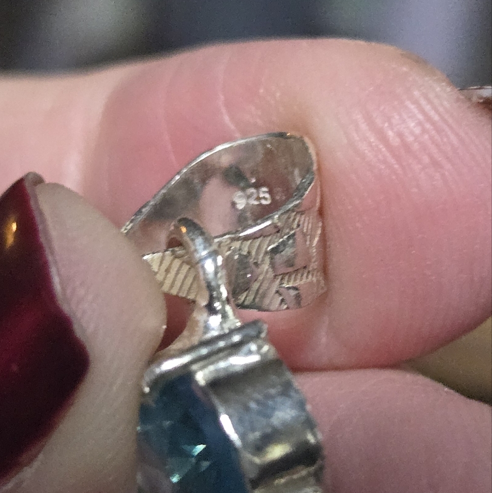 Larimar kyanite pearl & Topaz sterling silver pendant - Picture 7 of 7